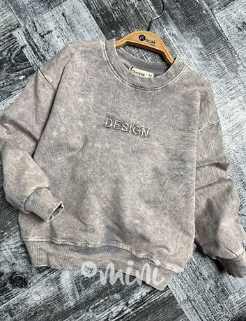 DESIGN mikina acid wash grey