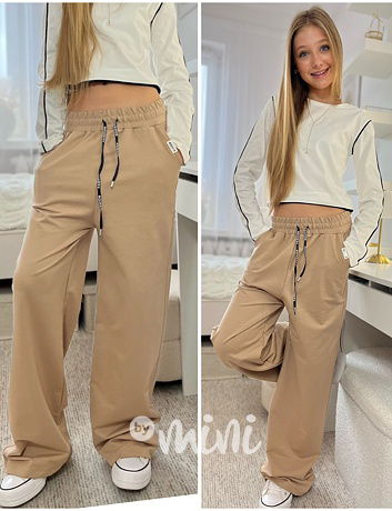 FASHION lounge volné tepláky beige