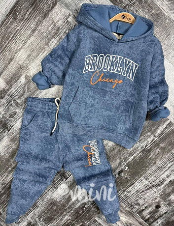 Brooklyn zateplená souprava acid wash blue