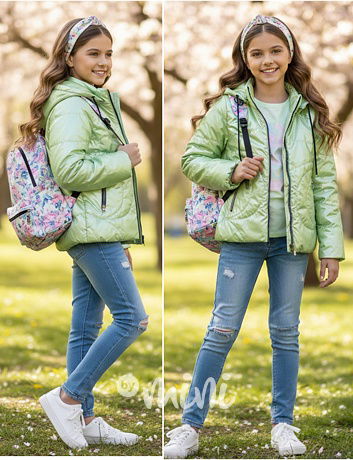 Jarní metalická bunda limetková