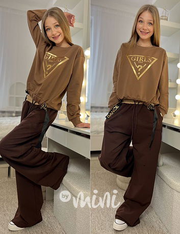 Lounge volné tepláky brown/beige