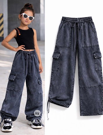 Maxi cargo baggy soft denim dark