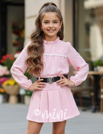 Růžové sukňokraťasy s páskem