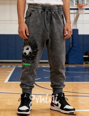 Fotbalové tepláky acid wash grey