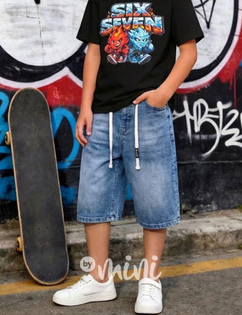 Baggy soft denim kraťasy blue