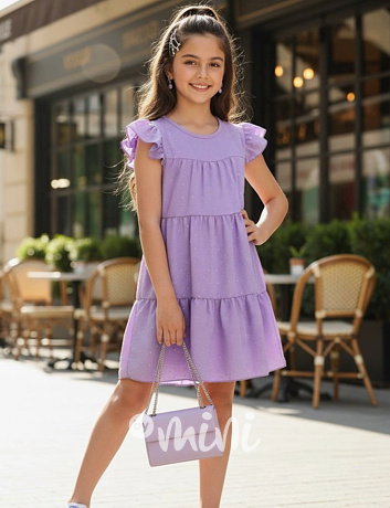 Letní vzdušné šaty poseté kamínky lila