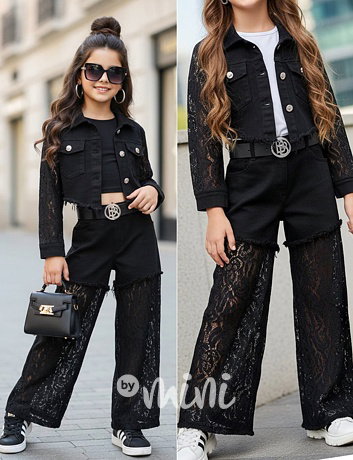 Glam lace džíny černé + pásek