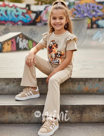 CUTIE blůzka + zvonáče beige