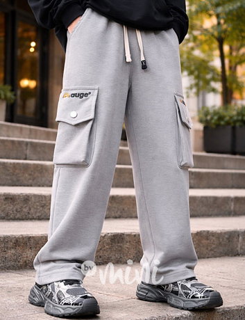 Bavlněné cargo baggy tepláky šedé