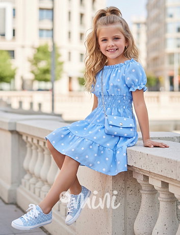 Puntíkaté šaty Carmen s kabelkou BLUE