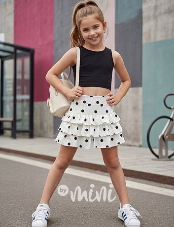 Puntíkatá frill sukýnka white/black