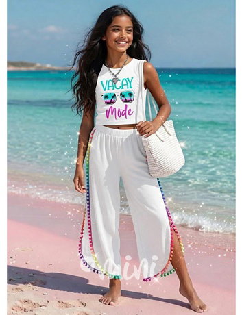 Vacay mode pompon letní beach set bílý