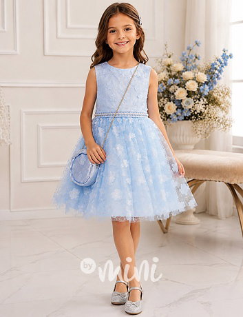Luxusní motýlkové šaty s kabelkou baby blue