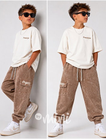Soft denim baggy kapsáče Organic beige