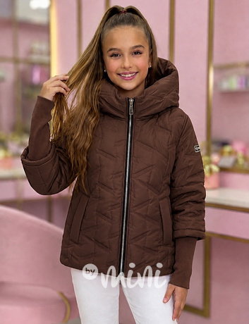 PREMIUM podzimní bunda s dlouhými náplety CHOCOLATE