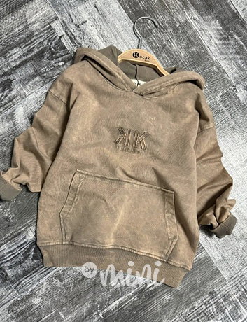 Acid wash denim mikina beige
