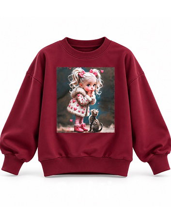 Kitty premium mikina s kamínky bordo