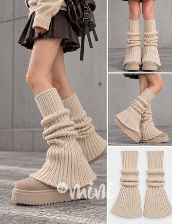 Teen flare knit návleky beige
