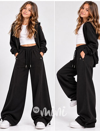 Podzimní teplé široké kalhoty black Palazzo