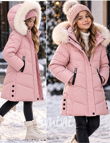 Zimní kožíškový kabát PINK