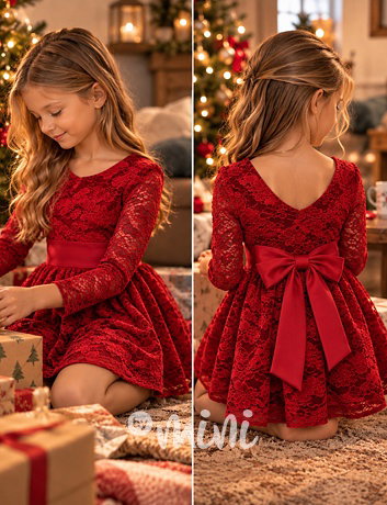 Sváteční šaty Velvet bow červené