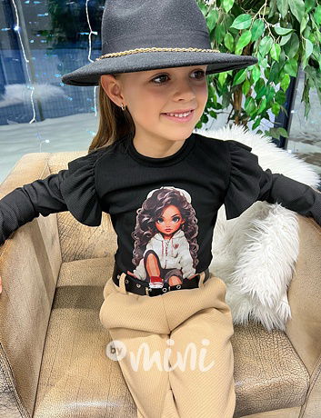 Žebrovaná blůzka curly girl černá