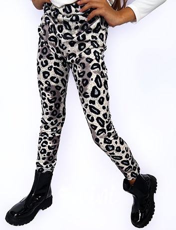 Leopard soft velur legíny světlé