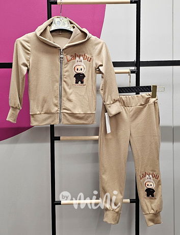 Labubu soft velur tepláková souprava beige