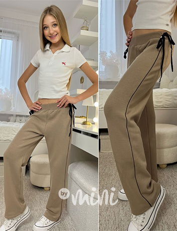 Thermo široké kalhoty béžové