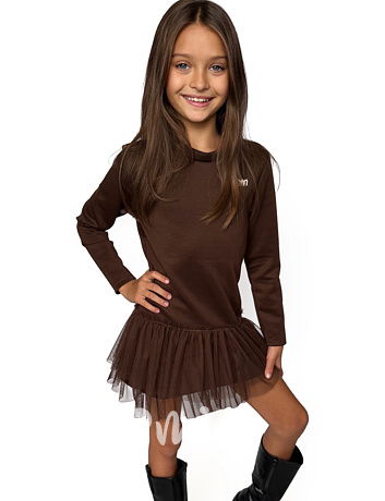 Tunikové šaty s tylem MIA chocolate