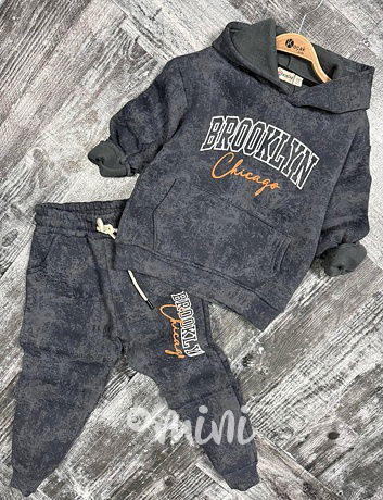 Brooklyn zateplená souprava acid wash grafit
