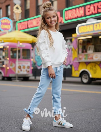 Mašličkové kalhoty světle modré