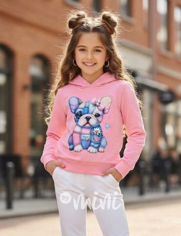 Buldoček hoodie mikina růžová