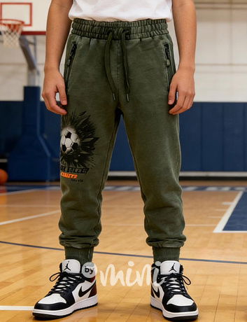 Fotbalové tepláky acid wash khaki