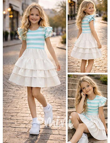 Letní romantic šaty bílo-tyrkysové