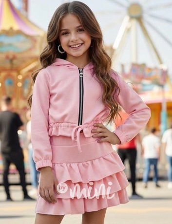 Růžová crop mikina