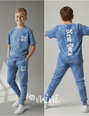 New York acid wash set blue