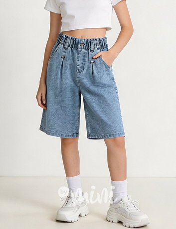 Cool wide-leg denim kraťasy mašličky