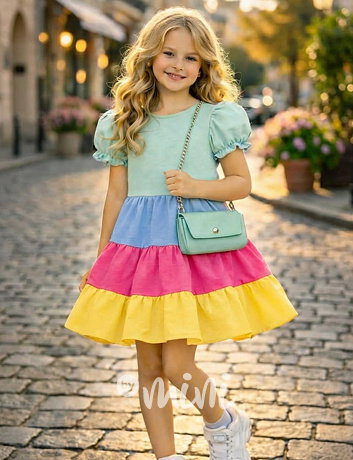 Letní vzdušné šaty Candy s kabelkou mint