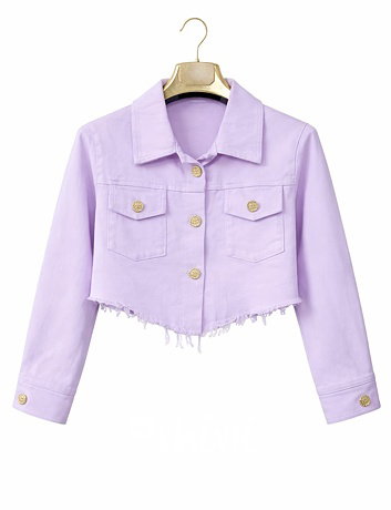 Fialová crop denim bunda