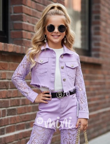 Glam lace denim bunda lila