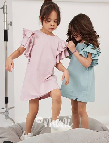 All for kids maxi frill šaty pink