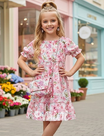 Květované letní šaty s kabelkou