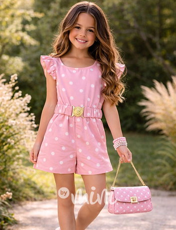 Puntíkatý overal s páskem PINK