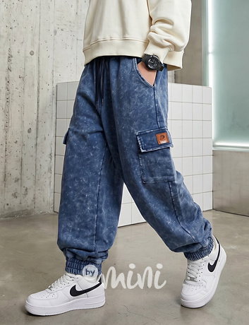 Acid wash blue baggy kapsáče