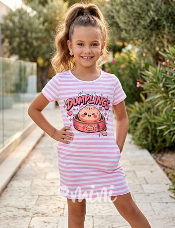 Squishy dumpling tunikové pruhované šaty pink