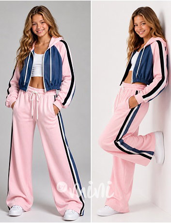 Denim & Velur souprava pink