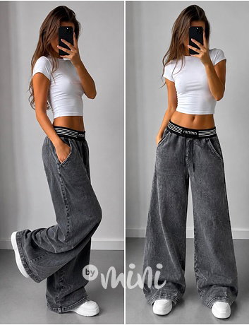 Urban grey denim široké kalhoty