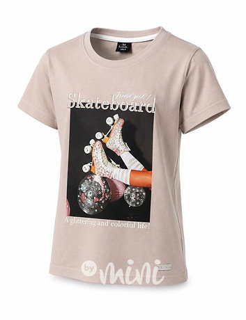 Skateboard teenage PREMIUM triko s kamínky béžové