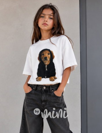 Street puppy oversize triko s 3D kapucí na zip white